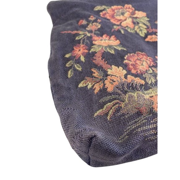 Vintage 50s Tapestry Handbag Floral Design Blue Pink Grannycore Style - Picture 4 of 14